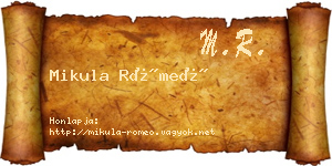Mikula Rómeó névjegykártya